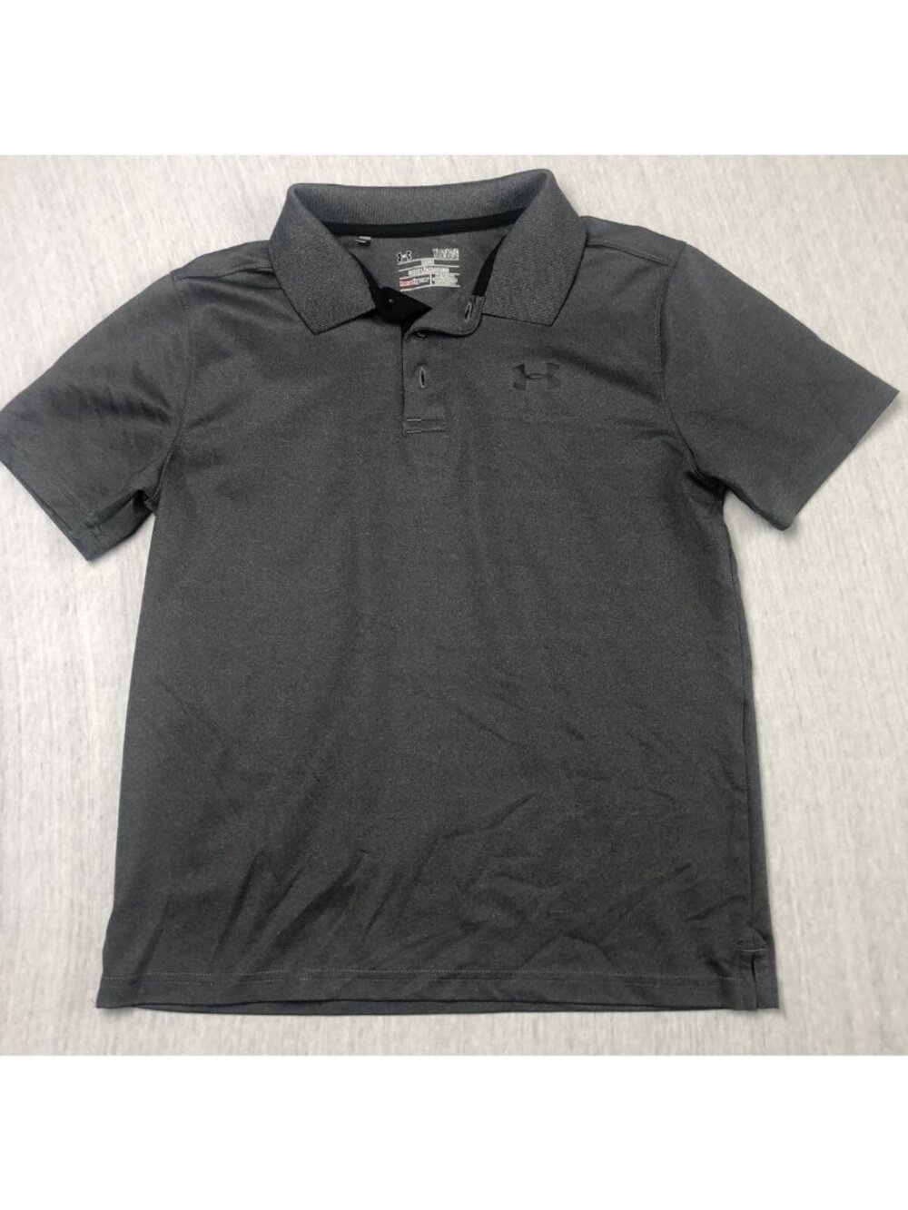 Under Armor Heat Gear Polo Shirt Mens Gray Large Button Up Short Sleeve Golf